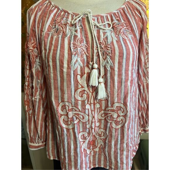 Anthropologie Akemi + Kin Audria Linen Peasant Top M - Picture 5 of 9